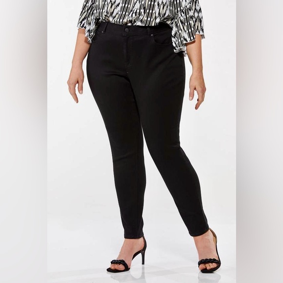 PLUS SIZE BLACK JEGGINGS-Black-26W - Picture 1 of 2